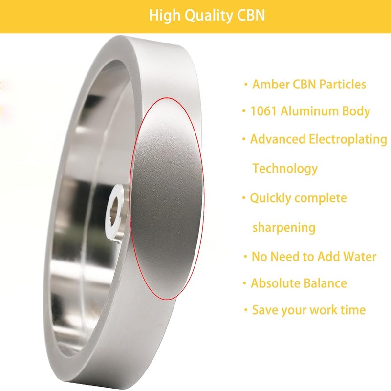 moresuperhard CBN Grinding Wheel 8 inch 600 Grit,1" Wide,5/8" Arbor,Suitable for All Kinds of 8 inch Bench Grinders,for Sharpening High Speed Steel Tools Woodturning Tools(600 Grit) - Image 3